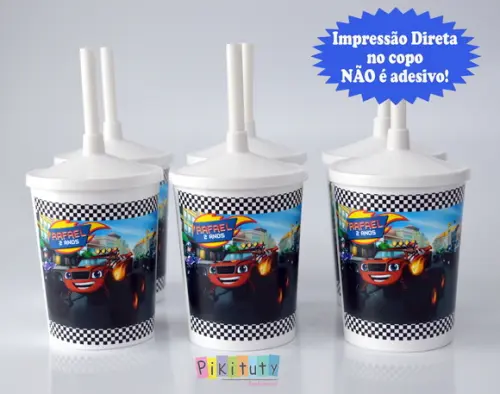 20 Copos c/ Canudo - Blaze And The Monster Machines