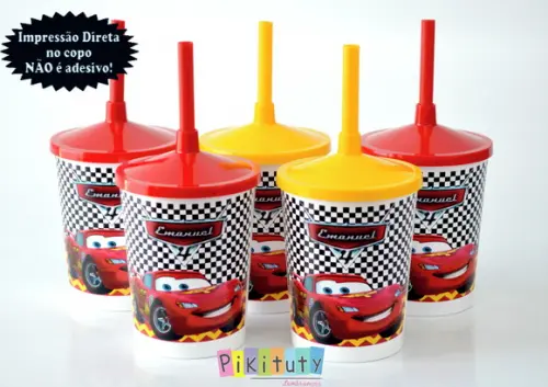20 Copos c/ Canudo - Carros Disney