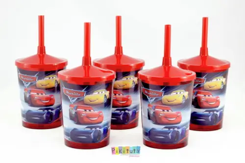 20 Copos c/ Canudo - Carros Disney