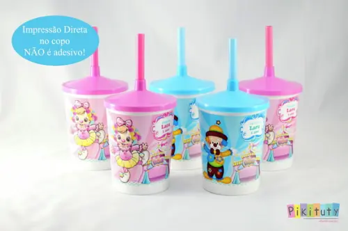 20 Copos c/ Canudo - Circo Candy