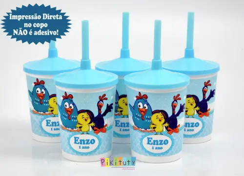 20 Copos c/ Canudo - Galinha Pintadinha