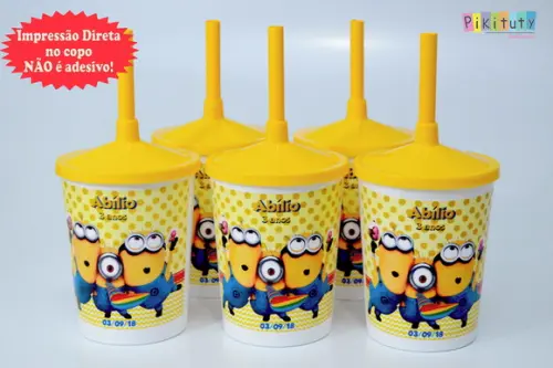 20 Copos c/ Canudo - Minions
