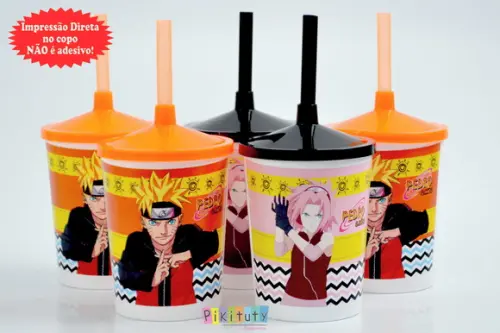 20 Copos c/ Canudo - Naruto