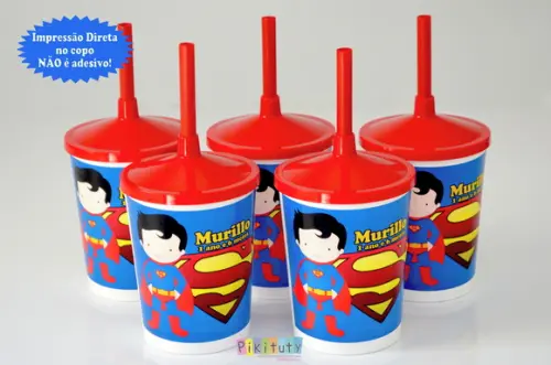 20 Copos c/ Canudo - Super Homem Baby
