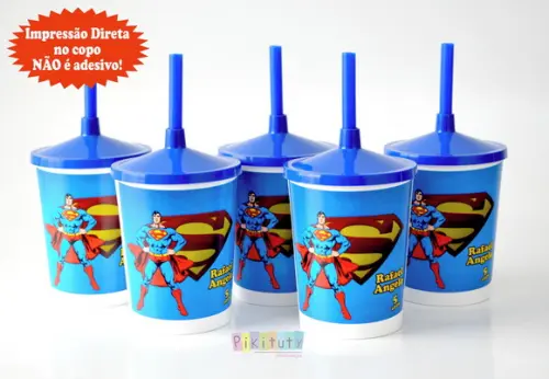 20 Copos c/ Canudo - Super Man