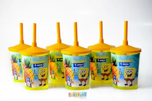 20 Copos c/ Canudo Bob Esponja