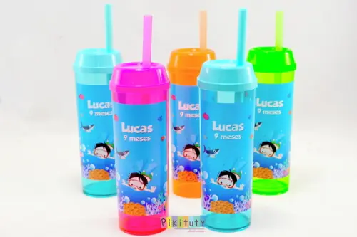 20 Copos Long Drink c/ Canudo Fundo do Mar