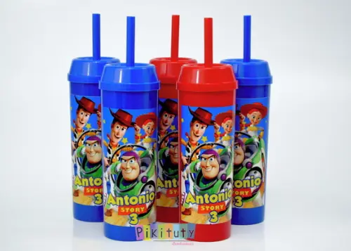 20 Copos Long Drink c/ Canudo Toy Story