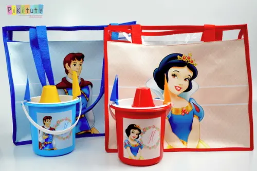 20 Kits - Bolsa de Praia + Balde de Praia a Branca de Neve