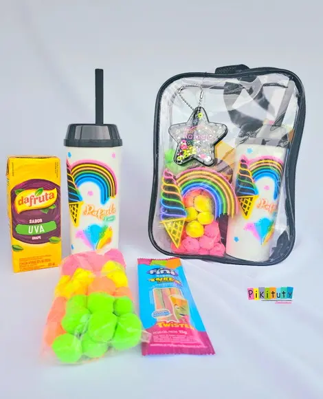 20 Kits Lanchinho com Pipoca Gourmet - Neon