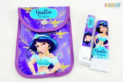 20 Unidades - Kit Dental c/ Porta Escova Aladdin Jasmine