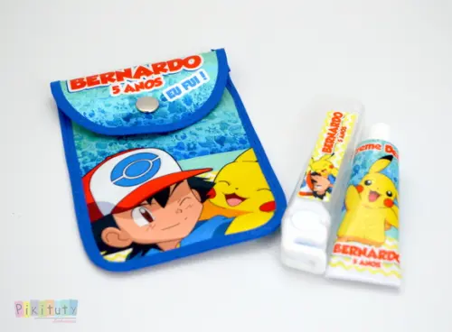 20 Unidades - Kit Dental c/ Porta Escova Pokemón