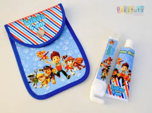 20 Unidades - Kit Dental c/ Porta Escova Patrulha Canina