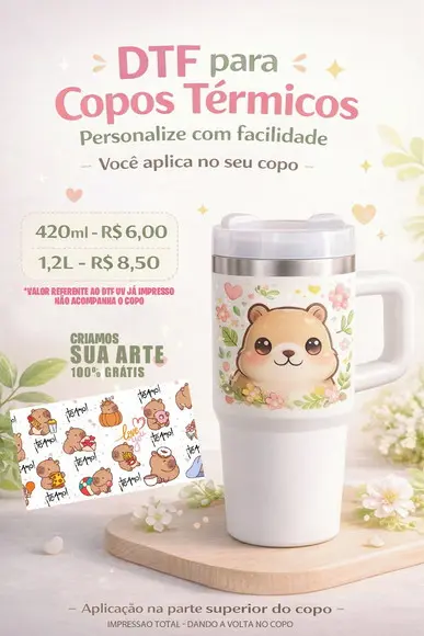 22 Kits Dtf para Personalização de Copos Térmico de 420ml