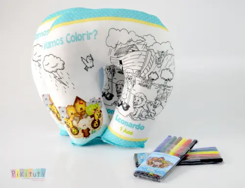 Almofada de pescoço p/ colorir - Arca de Noé