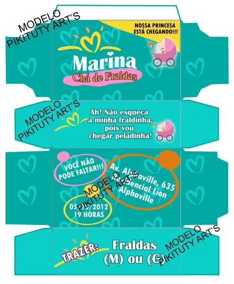 Arte Digital p/ convite Caixinha Pampers