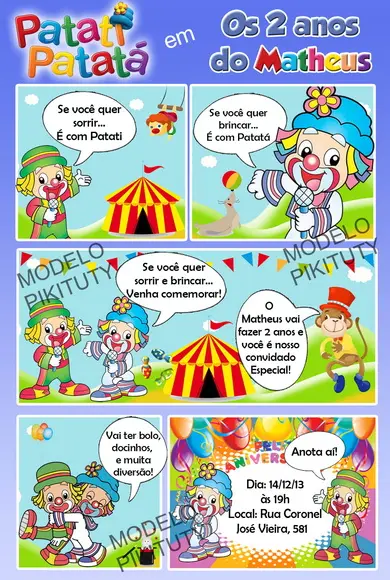 Arte P/ Convite Gibi - Todos os temas