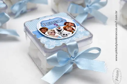 Caixinha 5x5 com apliques 3D - Frozen