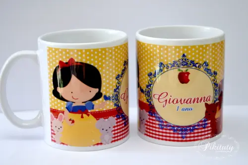 Caneca De Porcelana Branca De Neve