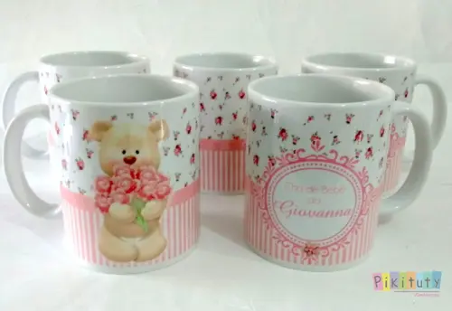 Caneca De Porcelana Chá De Bebê