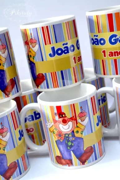 Caneca De Porcelana Circo E Palhaços