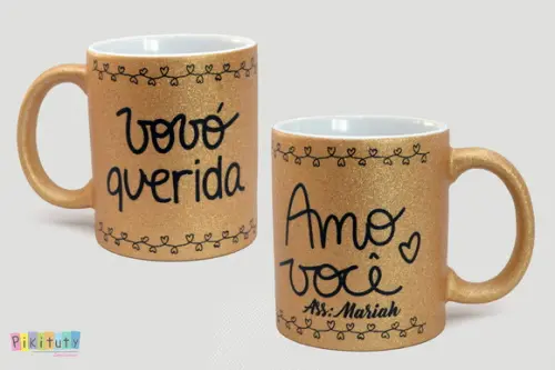 Caneca de porcelana com Glitter - Vovó Querida