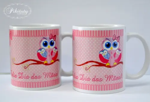 Caneca De Porcelana Mamãe Coruja
