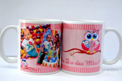 Caneca De Porcelana Mamãe Coruja