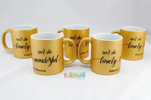 Caneca Glitter Lembrança nascimento personalizada