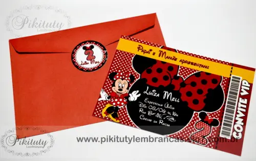 Convite 10x15 Minnie Vermelha
