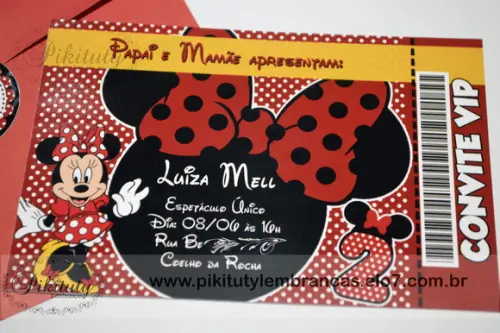 Convite 10x15 Minnie Vermelha