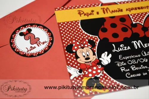 Convite 10x15 Minnie Vermelha