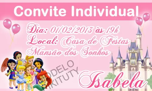 Convite Individual Princesas Baby