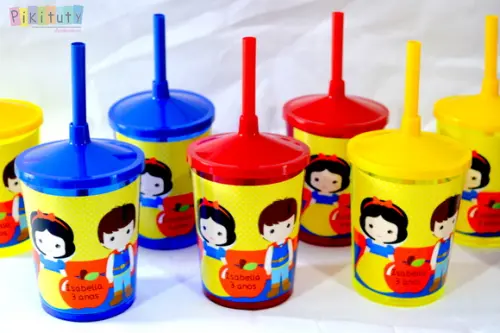 Copo c/ canudo - Branca de Neve