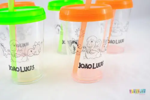 Copo c/ canudo 400 ml Dinossauros