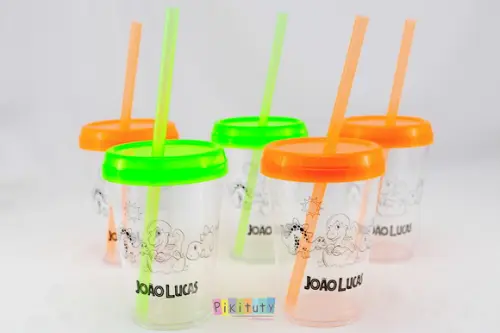 Copo c/ canudo 400 ml Dinossauros