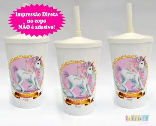 Copo c/ canudo 570 ml - Unicórnio