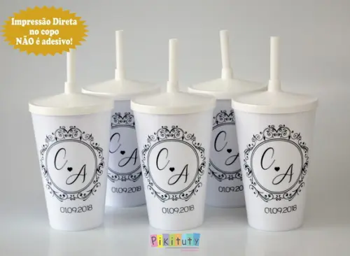 Copo c/ canudo 570 ml Casamento