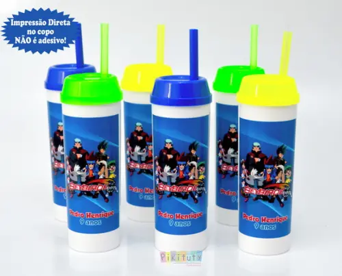Copo Long Drink c/ canudo Beyblade