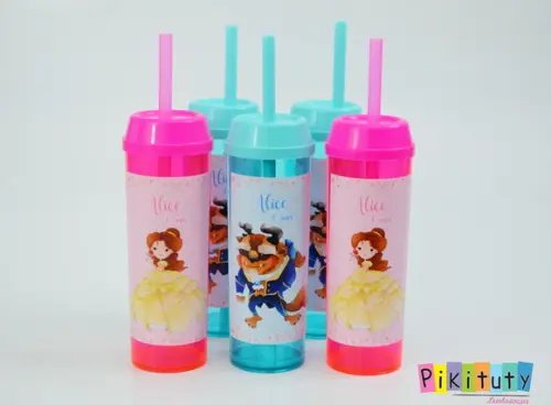 Copo Long Drink c/ canudo Á Bela e a fera cute