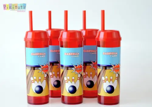 Copo Long Drink c/ canudo Boliche
