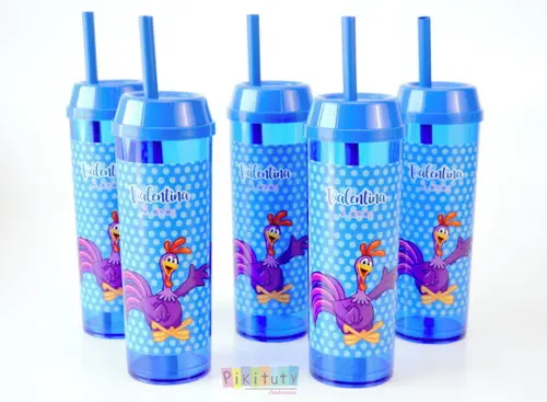 Copo Long Drink c/ canudo Galinha Pintadinha