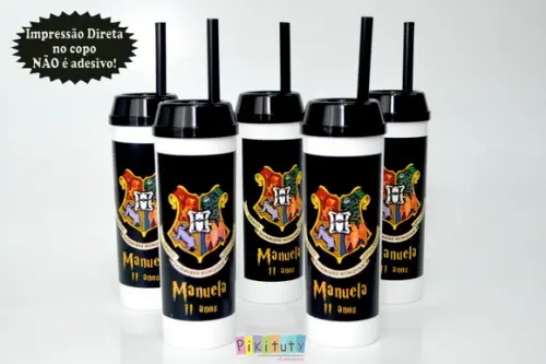 Copo Long Drink c/ canudo Harry Potter