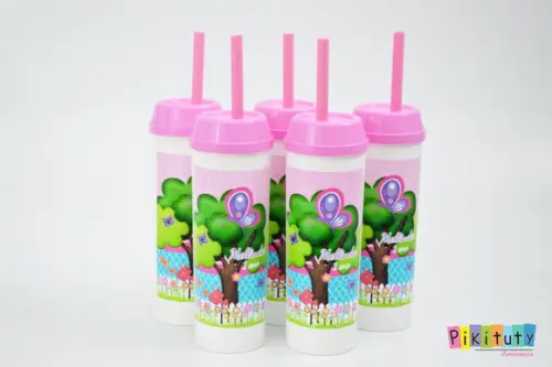 Copo Long Drink c/ canudo Jardim Encantado