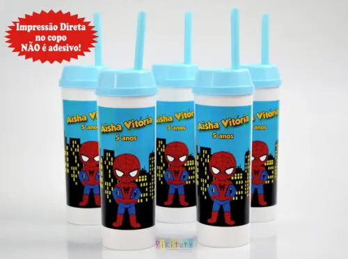 Copo Long Drink c/ canudo Homem Aranha Baby