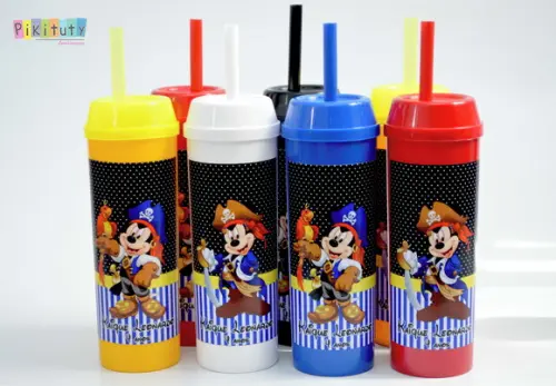 Copo Long Drink c/ canudo Mickey Pirata