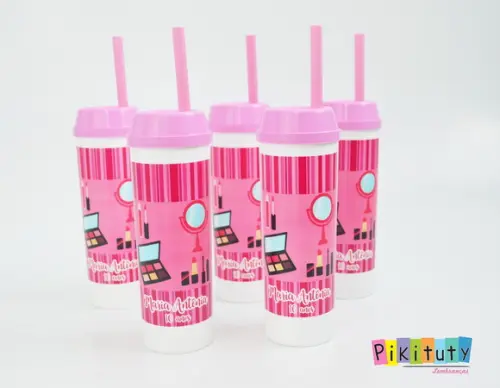 Copo Long Drink c/ canudo Maquiagem