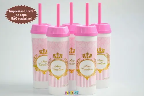 Copo Long Drink c/ canudo Realeza