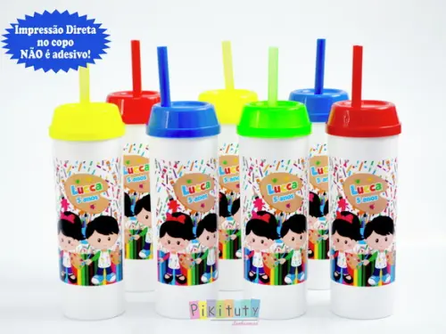 Copo Long Drink c/ Canudo Pintando o 7
