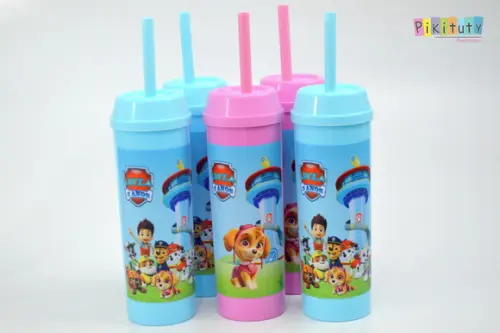 Copo Long Drink c/ canudo Patrulha Canina